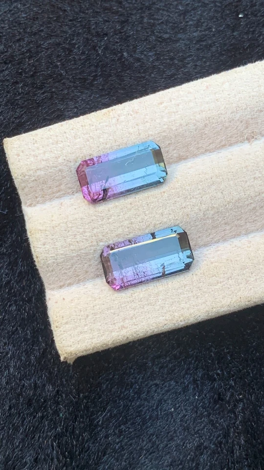 5.59CRT  rare bicolour Tourmaline pairNatural Earth Mined Unheated Faceted - Image 3 of 4