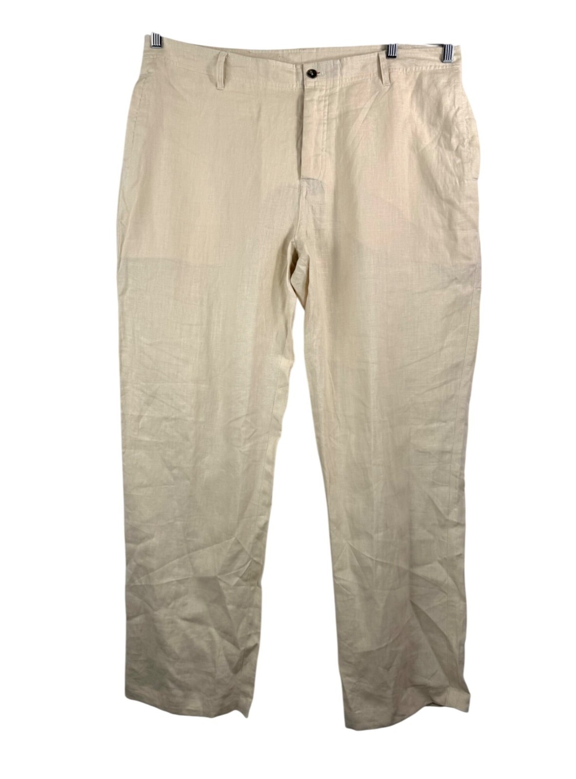 Island Importer mens loose fit linen pants Cream 90s coastal money sz 38