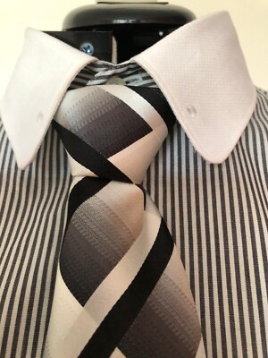 Stilvolles gestreiftes Hemd von Alba Moda mit gesticktem Muster am Kragen