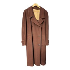 Burberrys Wool & Cashmere Blend Warm Brown Long Sleeved Coat Uk Size 20