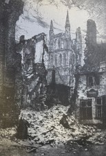 1916 Vintage Magazine Illustration Church Belfry at Ypres Belgium