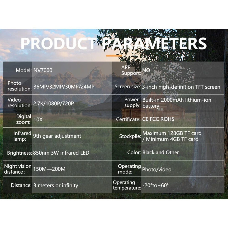 2.7K Night Vision Goggles For Hunting Infrared Binoculars 36MP 10x Digital Zoom - Image 3 of 4