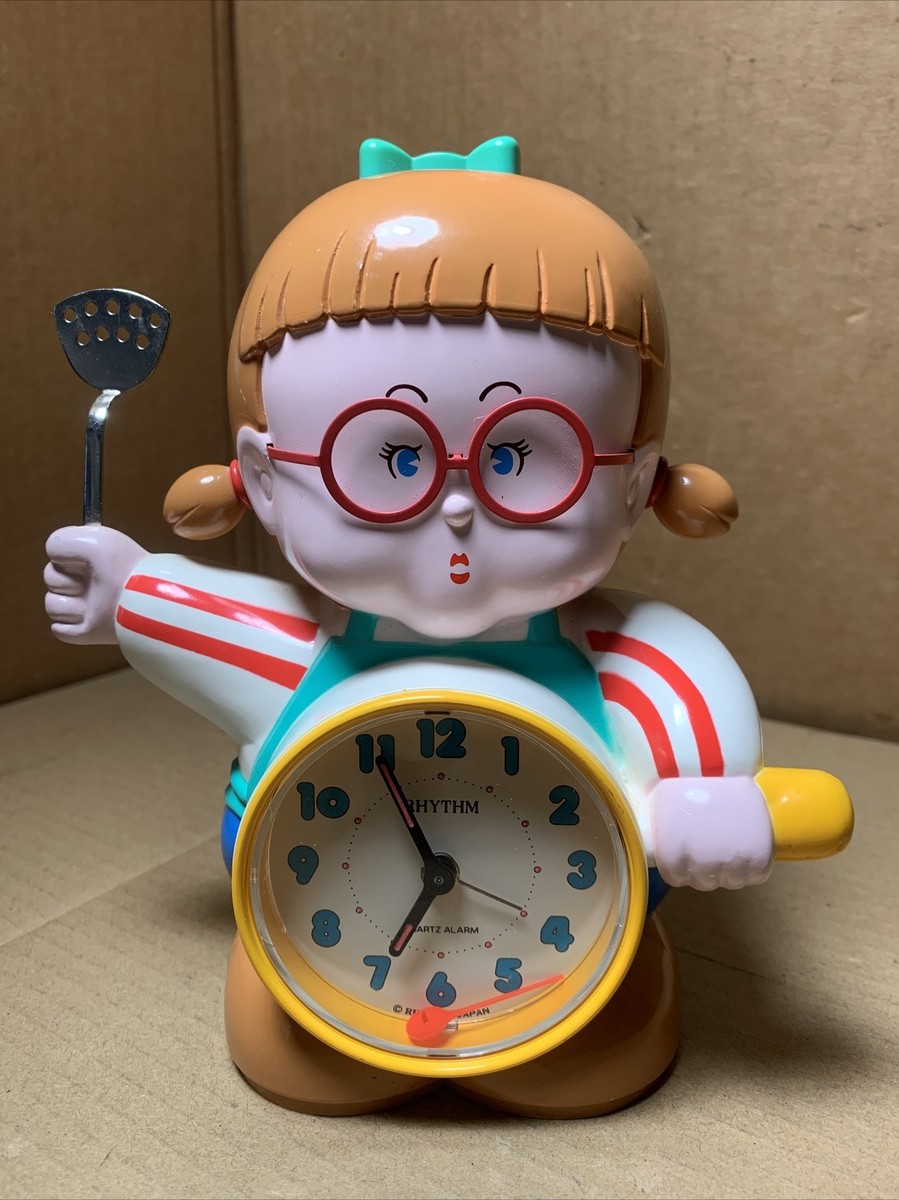Rhythm Japan Talking Alarm Clock Cook Frying Pan Spatula Girl