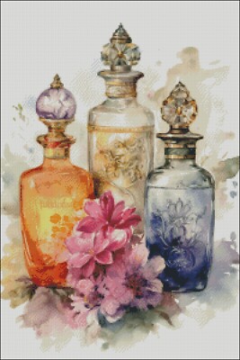 French Perfume Bottles Chart Cross Stitch Patterns Needleworks