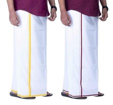 Men's Cotton Dhoti Single Lungi Length 2 mtr Pack of 2