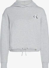 Calvin Klein Women's CK French Terry Cropped Long Sleeve Hoodie, Grey Heather/L
