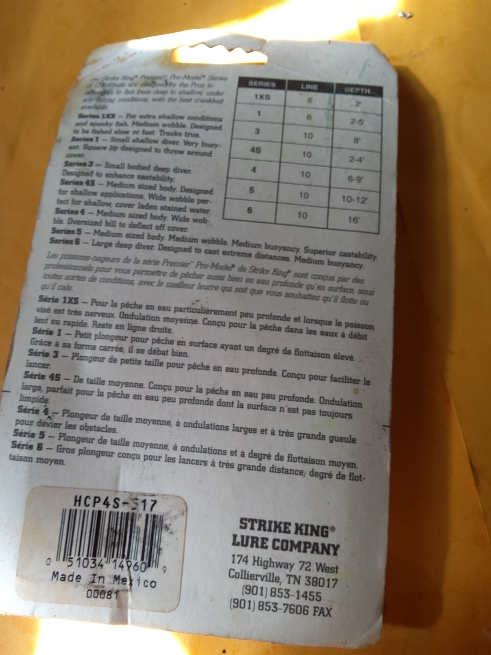 Strike King Premiere PRO model series 4S Hcps-517 Diving 2-4' Crankbait - Image 3