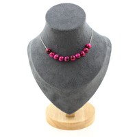 Mineralien Und Edelsteine. Halskette 10 Perlen Tigerauge Fuchsia 8 Mm.