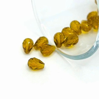 6x8 mm Teardrop Yellow Topaz Imitation Crystal November Birthstone Beads - US