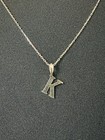 14K Gold K Initial Necklace 45cm 1mm Solid Forze Chain 2.08g 585 Letter Pendant — photo 5