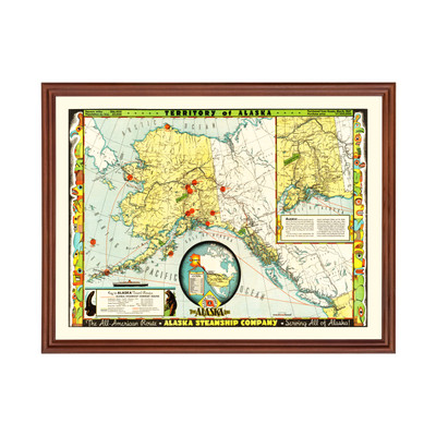 Old Map of Alaska 1936 - Vintage Alaska Art
