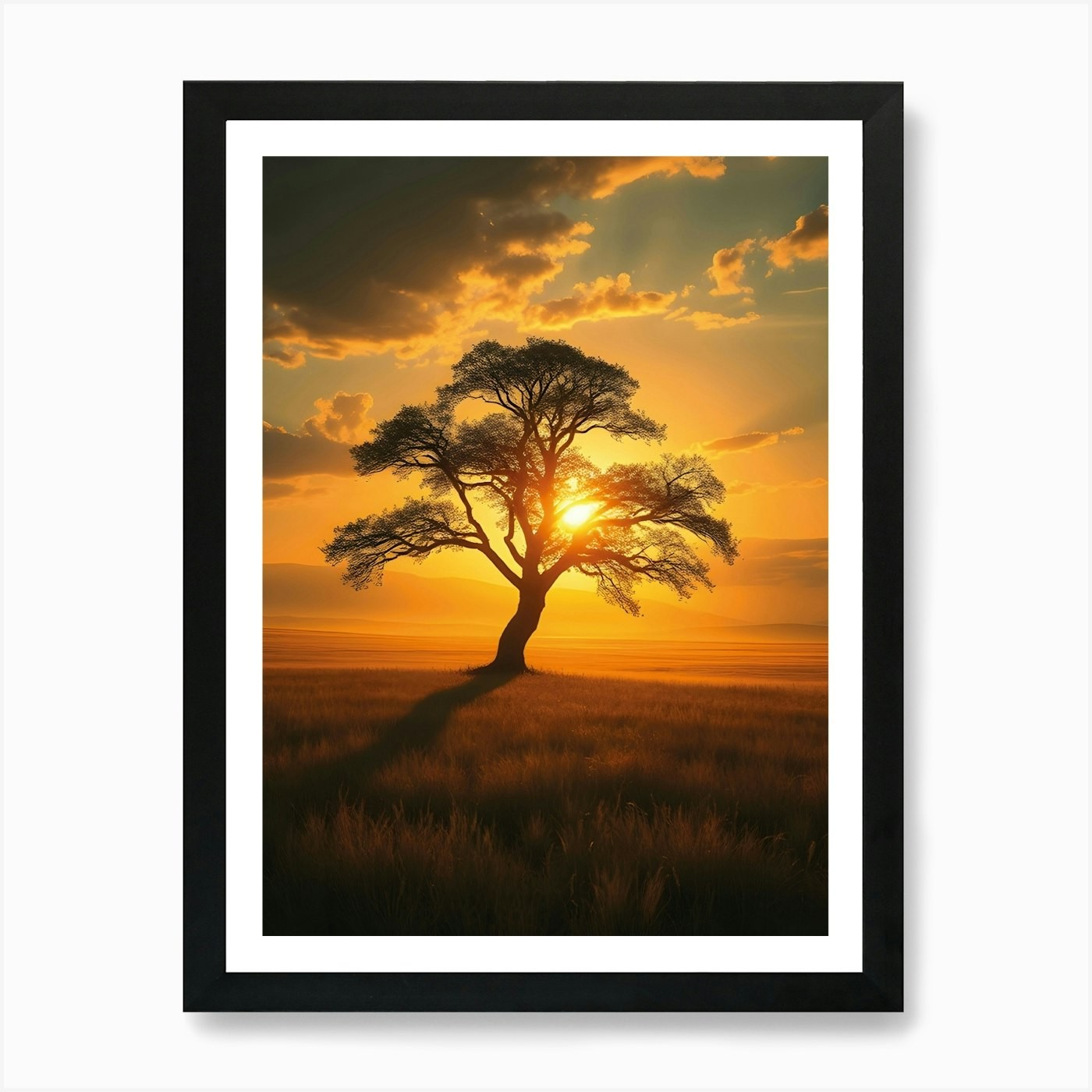 Lone Tree Framed Wall Art Canvas Print Poster Picture