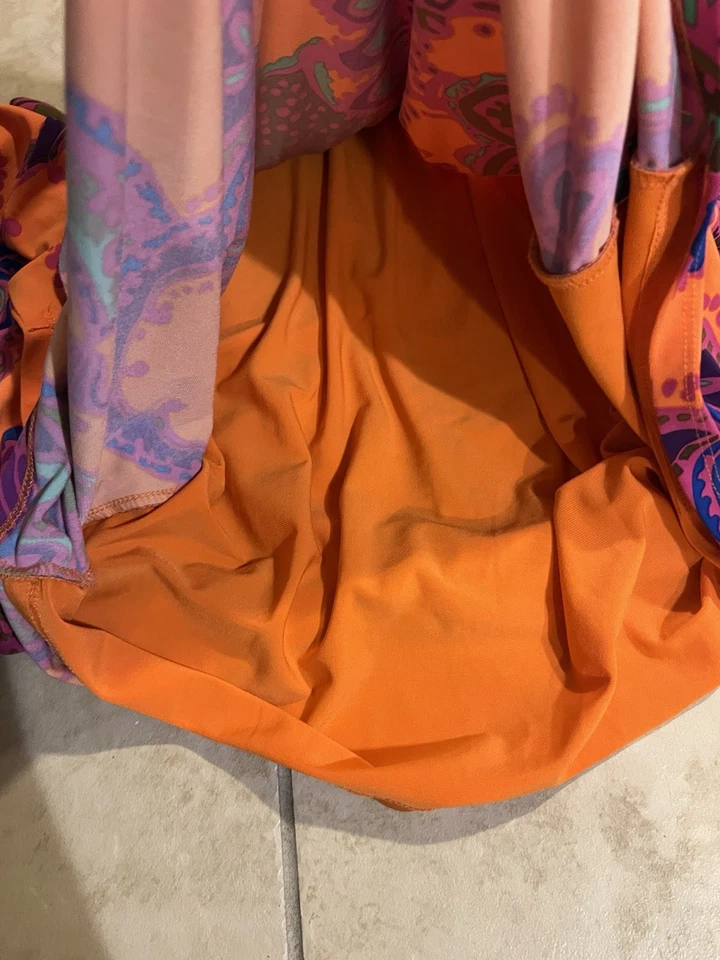 Ralph Lauren Orange Pink Paisley Faux Wrap Sleeveless Sheath Dress Size 12 - Image 4 of 4