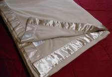JCP Home Satin Trimmed Blanket 100% Polyester Taupe Tan 88" x 88" Queen/King
