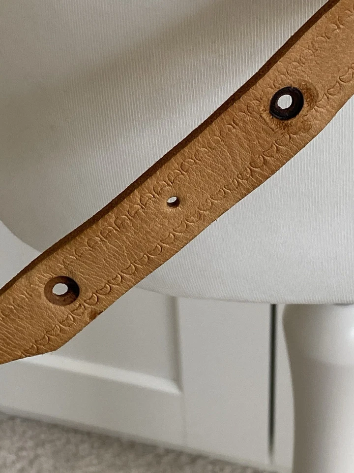 Retro Echtleder Gürtel Gr 80-95 Hellbraun Metallschnalle Ausgefallen - Bild 4 von 4