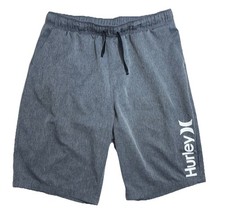 Hurley Board Shorts Boys L 14/16 Gray Drawstring Swim Trunks 26x9  
