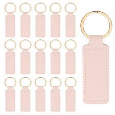 16pcs Leather Keychain,72mm Sublimation Keychain Blanks,Rectangular,Pink