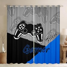 Gamer Curtains for Bedroom Teens Boys Gaming Curtain Gamepad Home Decor Playe...