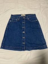 Gap 1969 Denim Skirt Womens 27 R Blue A Line Above Knee Button Front 4 Regular
