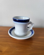 Ancienne Tasse Brulot en porcelaine épaisse bord bleu