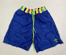 Vintage 90s Umbro Sand Soccer Federation Shorts Mens Medium USA Made Nylon Neon