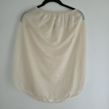 Vintage Ivory Nylon Half Slip Skirt Underskirt Lace Trim Elastic Waist Size L
