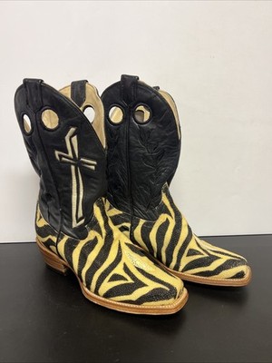 Corral Stingray Square Toe Boots Exotic Zebra Print Cowboy Boot
