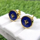 Natural Lapis Lazuli Gemstone with Gold Plated 925 Sterling Silver Cufflink 3474