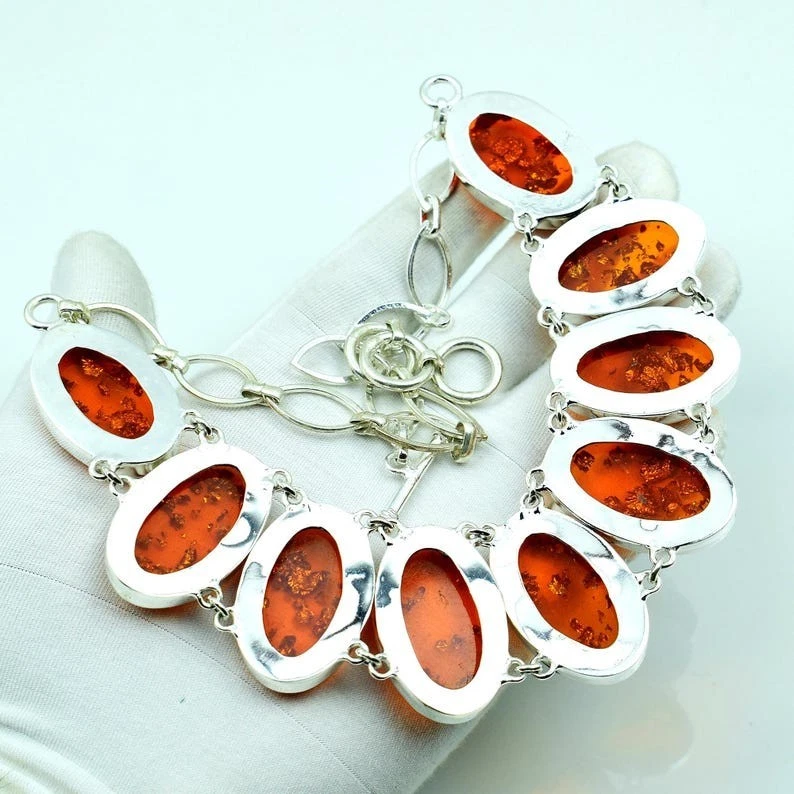 Baltic Amber Gemstone Handmade 925 Sterling Silver Jewelry Necklace Size-17-18" - Image 3 of 4
