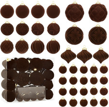 46PCS Shatterproof Velvet Christmas Ball Ornaments Set for Holiday Decor