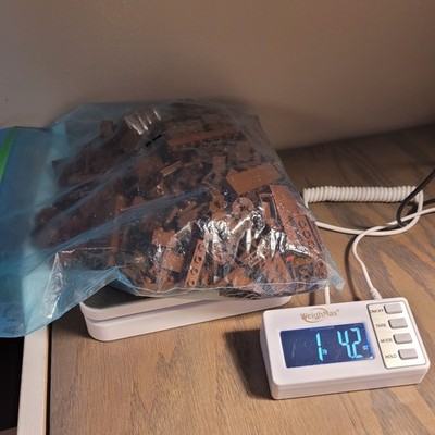 ONE POUND AND FOUR-POINT-TWO OUNCE  BAG OF LEGOS - BROWN - LOT FOR SALE
