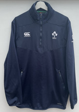 Canterbury Ireland Rugby Training Top Mens Large Blue 1/4 Zip IRFU Thermoreg