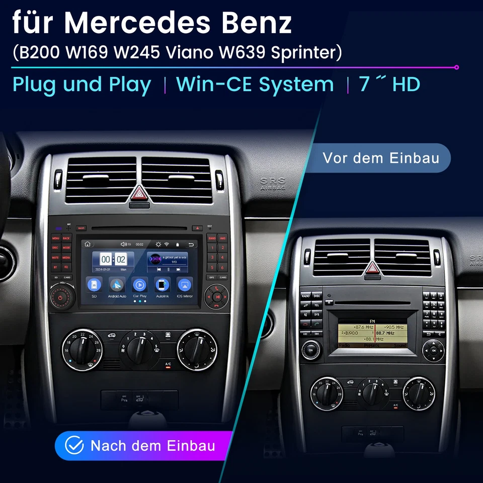 Für Mercedes Benz A/B Klasse Sprinter Viano Vito W639 Autoradio GPS Navi Carplay - Bild 2 von 4