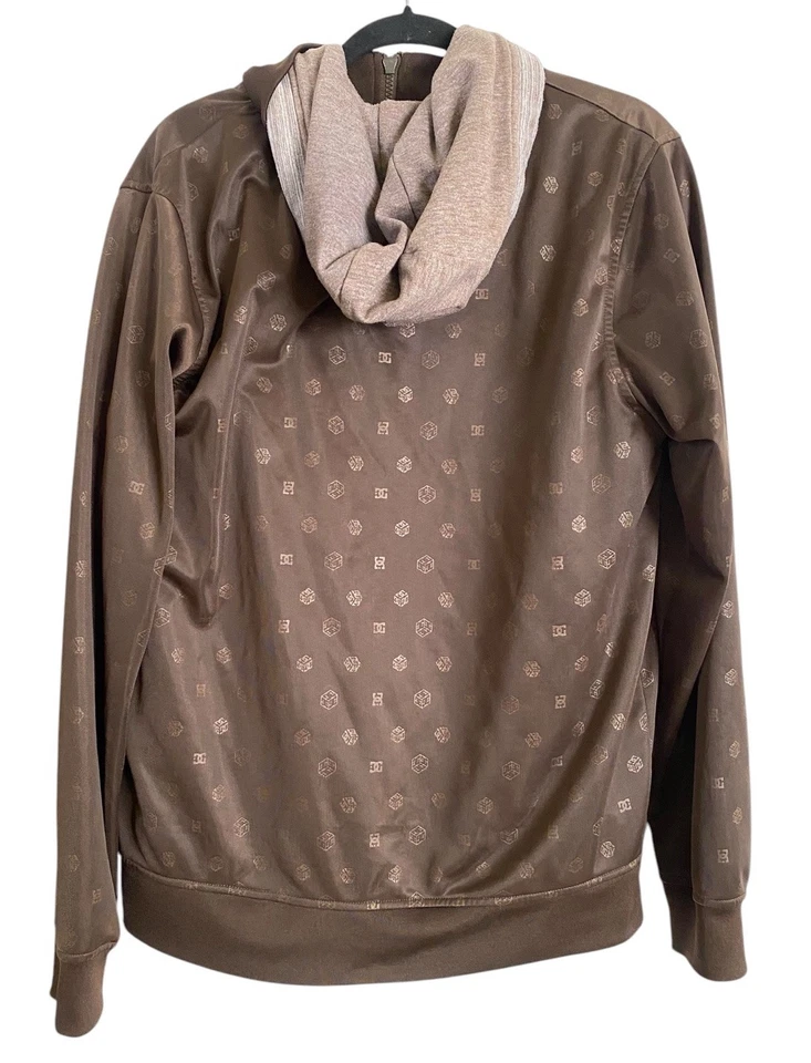 Vintage DC All Over Logo Print Jacket w/ Removable Hoodie Y2K Skateboard Size L - Image 4 of 4