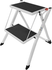 Home Vida 2 Step Ladder – Folding Steel, Heavy Duty, Anti-Slip, Portable, 150kg