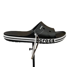 Crocs Bayaband Mens Slide Sandals Size 12 Black White Water Friendly Lightweight