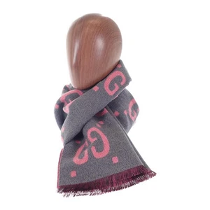 Gucci Authentique écharpe jacquard GG laine soie gris rose L76,38 x L15,75 pouces avec boîte