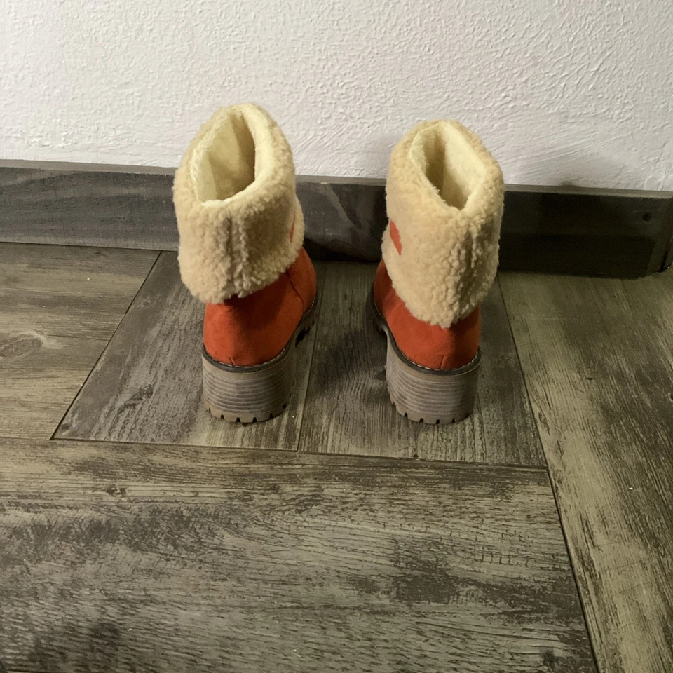 JBU by Jambu Shelly Suede Sherpa Cuff  Ankle Boots  8 Orange Memory Foam - Image 4 of 4