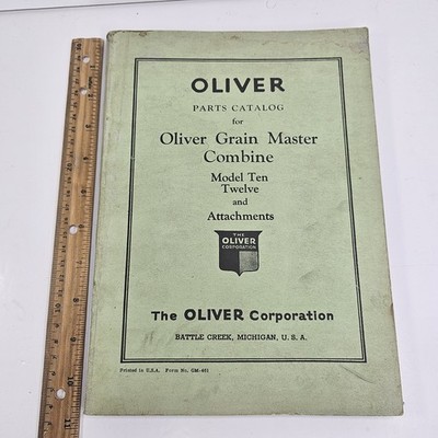 Vintage Oliver Grain Master Combine Parts Catalog Model 10 12 Attachments GM-461