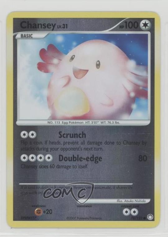 Chansey Reverse Foil Pokémon Diamond & Pearl Mysterious Treasures #76 2007