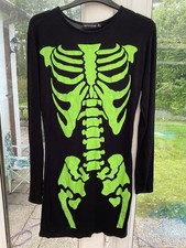 Black and Green Skeleton Dress For Halloween From Pretty Little Thing Size 8