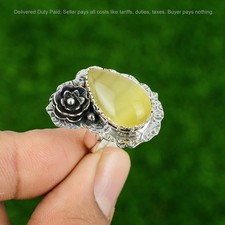 Cyber Monday Sale Sterling Silver Chrysoberyl Stone Wife Solitaire Flower Ring