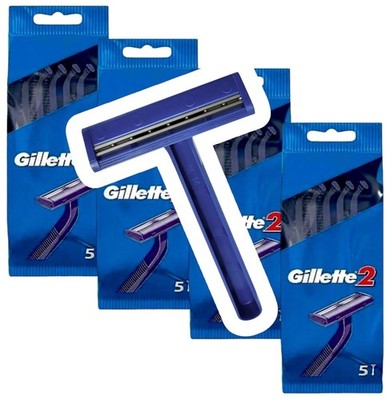 20 Authentic Gillette 2 Disp. FIXED Razors Twin Blade NO Lubrastrip 4 Packs Of 5