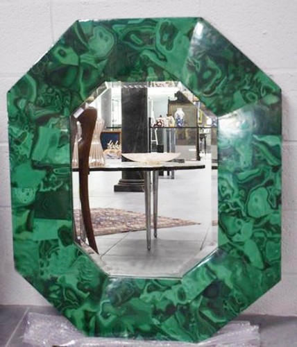 16"x20" miroir mural en pierre malachite accent miroir vanité pour décoration de salle de bain - Photo 1/8