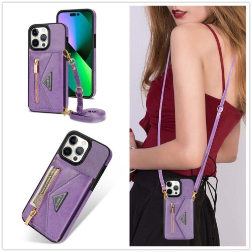 Women Crossbody Strap Wallet Case Fr iPhone 15 14 13 12 Pro Max XR Leather Cover - Picture 2 of 84