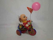Vintage MTU Windup Mechanical Tin Toy Happy Days Clown Tricycle