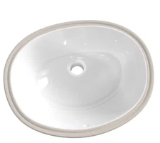 UNDERMOUNT BATHROOM SINK GLACIER BAY 17.5" OVAL VITREOUS SINK with OVERFLOW NEW