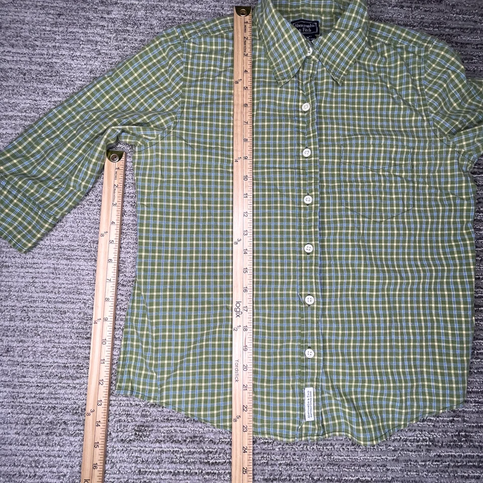 Camisa Abercrombie Talla M Niños Niñas Abotonada Manga Larga Cuello Verde Foto 3 de 4