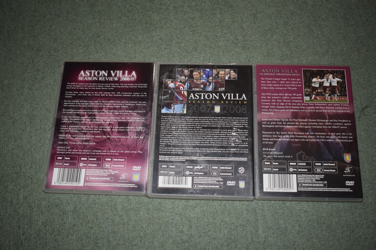 Aston Villa Season Review DVD 2006 2007 2008 & 100 Premiership Goals