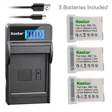 NB-13L Battery & LCD Charger for Canon NB-13L NB13L CB-2LH, G1 X Mark III